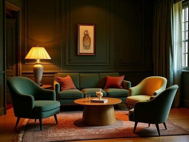 Luksuriøs hotellounge med skandinavisk-inspirerte møbler